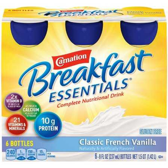 Oral Supplement Carnation Breakfast Essentials Classic French Vanilla 8 oz. Bottle Ready to Use 12230501 Case/24 NESTLE'HEALTHCARE NUTRITION 906177_CS