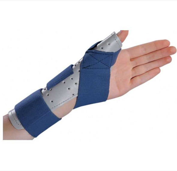 Thumb Splint ThumbSPICA™ Adult Small / Medium Hook and Loop Strap Closure Right Hand Blue / Gray 79-87113 Pack of 1 79-87113 ThumbSPICA™ 331828_EA