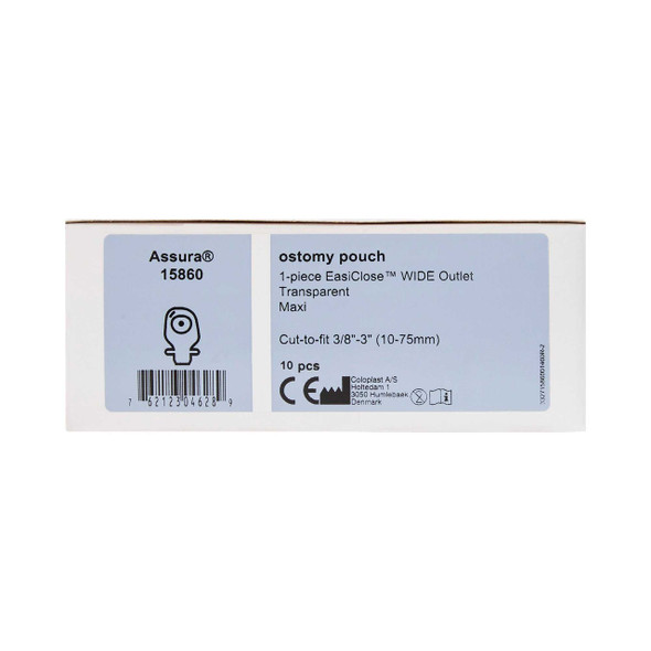 Colostomy Pouch Assura EasiClose WIDE Outlet One-Piece System 11-1/4 Inch Length 3/8 to 2-3/4 Inch Stoma Drainable Trim To Fit 15860 Each/1 15860 COLOPLAST INCORPORATED 505999_EA