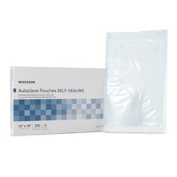 Sterilization Pouch McKesson EO Gas / Steam 12 X 18 Inch Transparent Blue / White Self Seal Paper / Film 16-6421 Box/200 16-6421 MCK BRAND 960948_BX