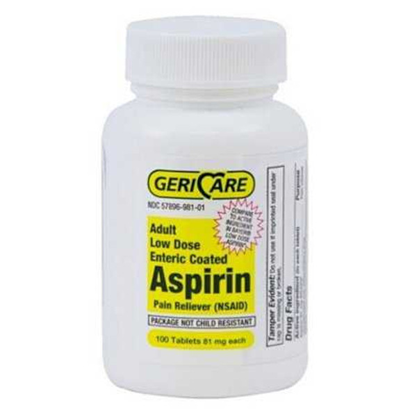 Pain Relief McKesson Brand 81 mg Strength Tablet 100 per Bottle 985-01 BT/100 985-01 MCK BRAND 1043632_BT