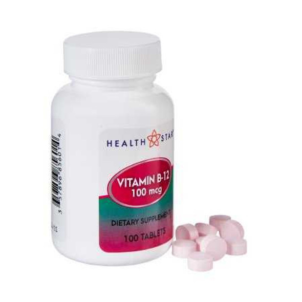Vitamin Supplement Geri-Care® Vitamin B12 100 mcg Strength Tablet 100 per Bottle 856-01-HST Case of 12 57896085601 Geri-Care® 775733_CS