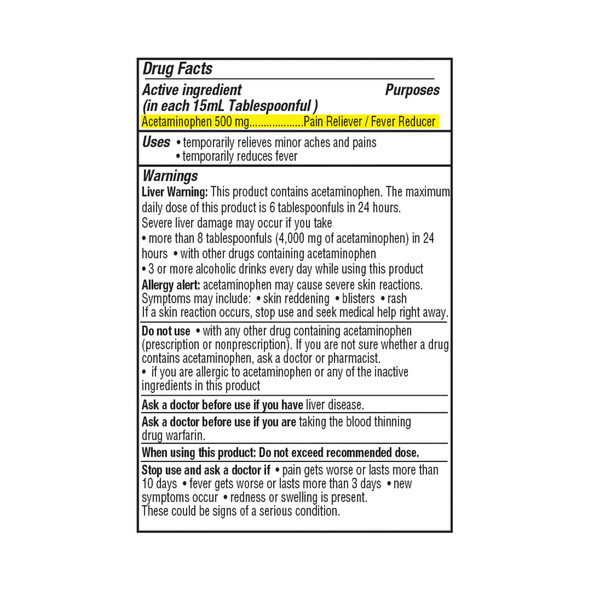 Pain Relief McKesson Brand 500 mg Strength Liquid 8 oz. 57896020208 Case/24 57896020208 MCK BRAND 689167_CS