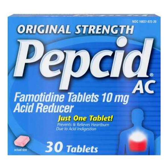 Antacid Pepcid AC 10 mg Strength Tablet 30 per Box 70716837872305 BT/30 7.07E+13 JOHNSON&JOHNSON CONSUMER INC 677833_BT