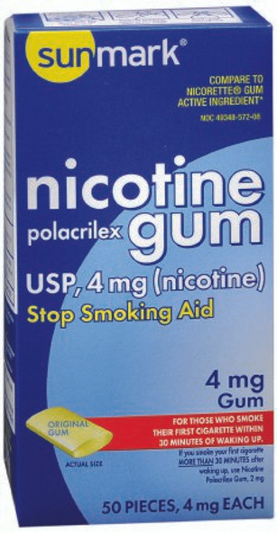 Stop Smoking Aid sunmark 4 mg Strength Gum 1135045 Box/50