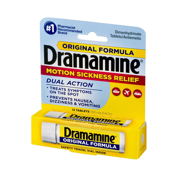 Nausea Relief Dramamine 50 mg Strength Tablet 12 per Bottle 2230258 BT/12 2230258 US PHARMACEUTICAL DIVISION/MCK 976264_BT