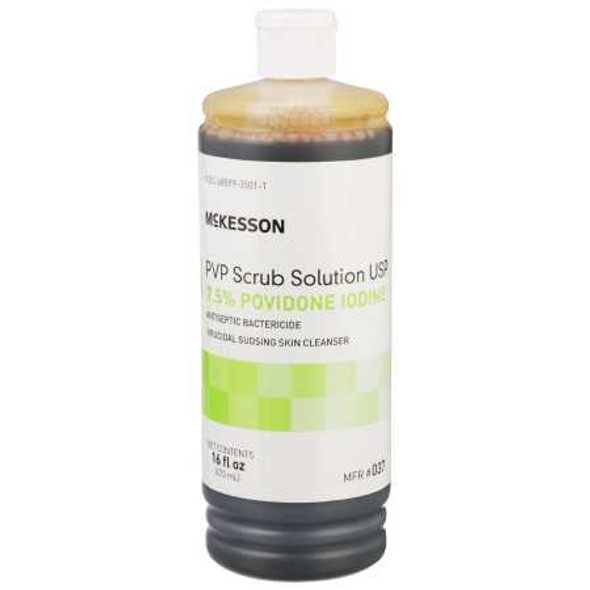 Surgical Scrub Solution McKesson 16 oz. Flip-Top Bottle 7.5% Strength Povidone-Iodine NonSterile 037 Case of 12 37 McKesson 911741_CS