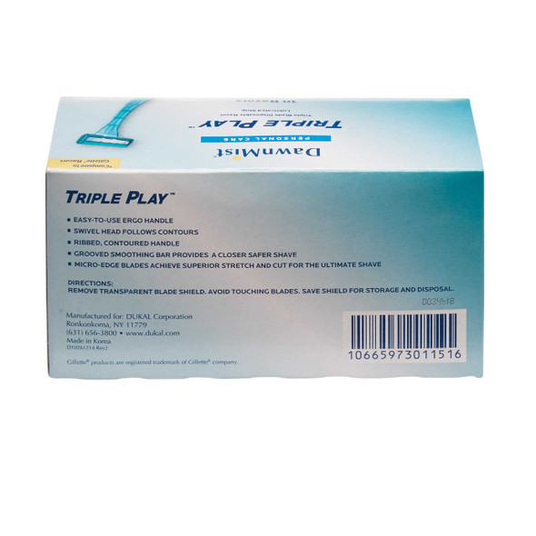 Razor Triple Play Triple Blade Disposable DR3886 Box/10 DR3886 DUKAL CORPORATION 514816_BX