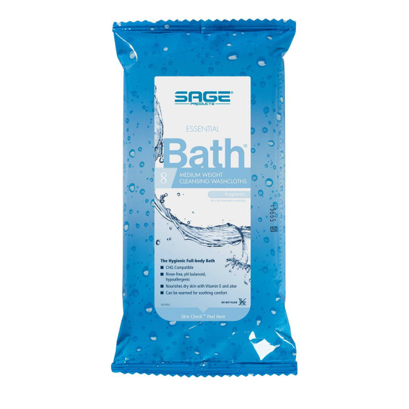 Rinse-Free Bath Wipe Essential Bath® Medium Weight Soft Pack Scented 8 Count 7800 Pack of 1 7800 Essential Bath® Medium Weight 746638_PK