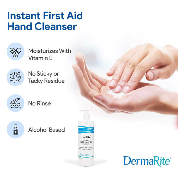 Hand Sanitizer GelRite 16 oz. Alcohol Ethyl Gel Bottle 00106 Case/12 106 DERMARITE INDUSTRIES LLC 576310_CS
