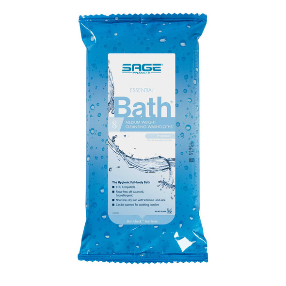 Bath Wipe Essential Bath Soft Pack Aloe Fresh Scent 8 Count 7800 Case/480 7800 SAGE PRODUCTS INC. 746638_CS