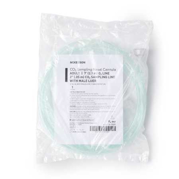 ETCO2 Nasal Sampling Cannula with O2 ETCO2 Sampling / Simultaneous O2 McKesson Brand Adult Curved Prong / NonFlared Tip 16-0581 Each/1 16-0581 MCK BRAND 1000819_EA
