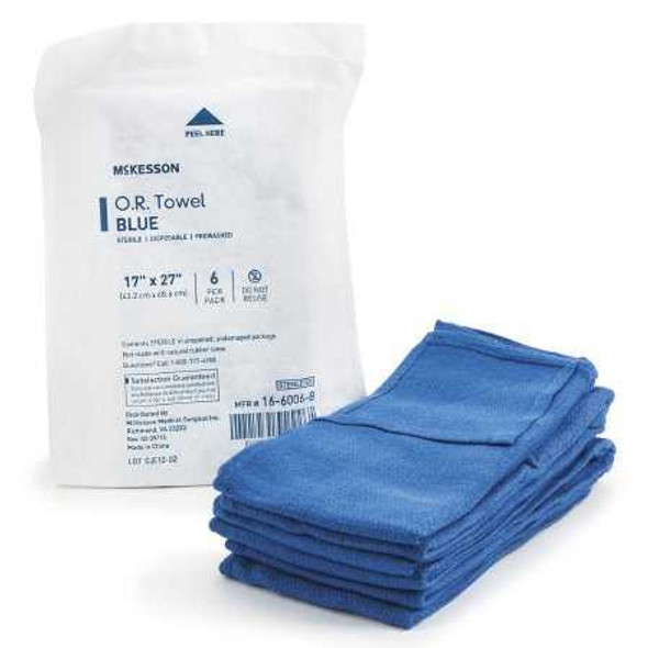 O.R. Towel McKesson 17 W X 27 L Inch Blue Sterile 16-6006-B Case/72 16-6006-B MCK BRAND 277862_CS
