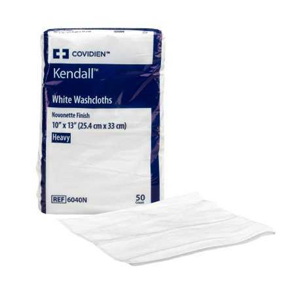 Washcloth Excilon 10 X 13 Inch White Disposable 6040N Pack/50 6040N KENDALL HEALTHCARE PROD INC. 173338_PK