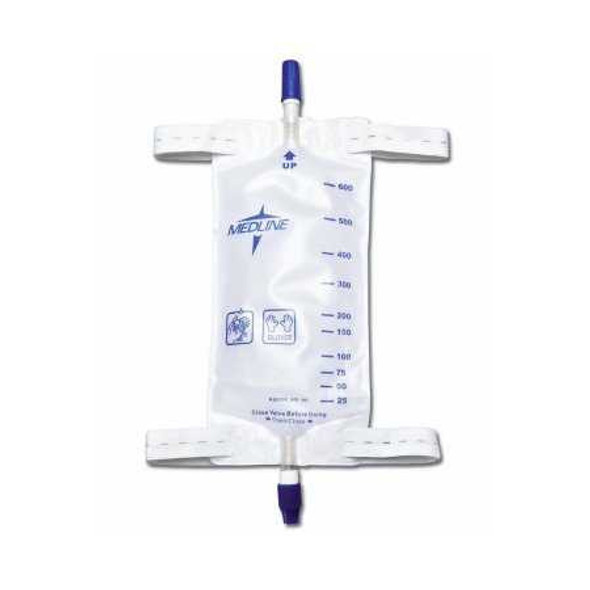 Urinary Leg Bag Medline Anti-Reflux Valve 20 oz. DYND12574 Each/1 DYND12574 MEDLINE 446577_EA