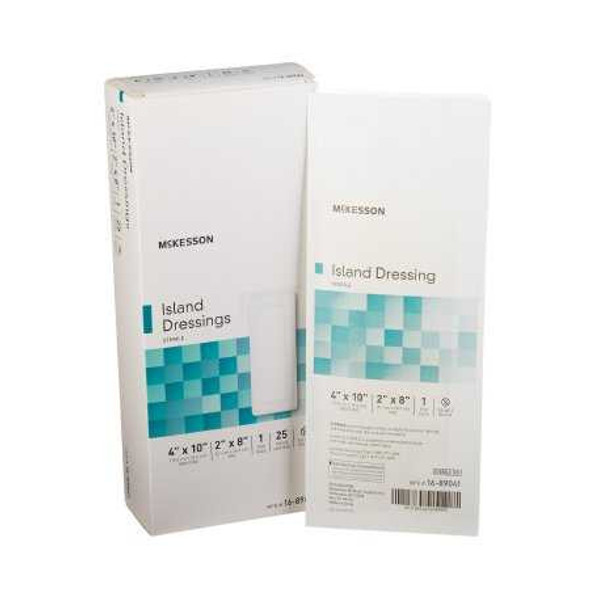Adhesive Dressing McKesson 4 X 10 Inch Polypropylene / Rayon Rectangle White Sterile 16-89041 Each/1 16-89041 MCK BRAND 488925_EA