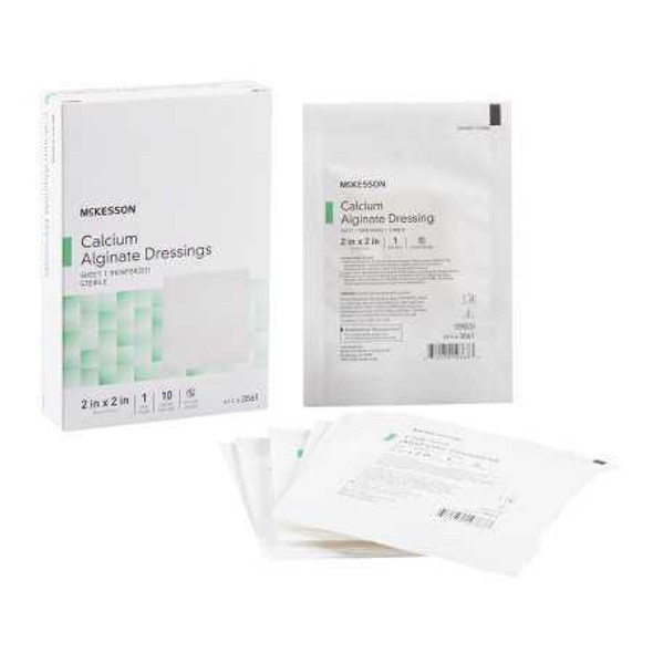 Calcium Alginate Dressing McKesson 2 X 2 Inch Square Calcium Alginate Sterile 3561 Box/10 3561 MCK BRAND 883263_BX