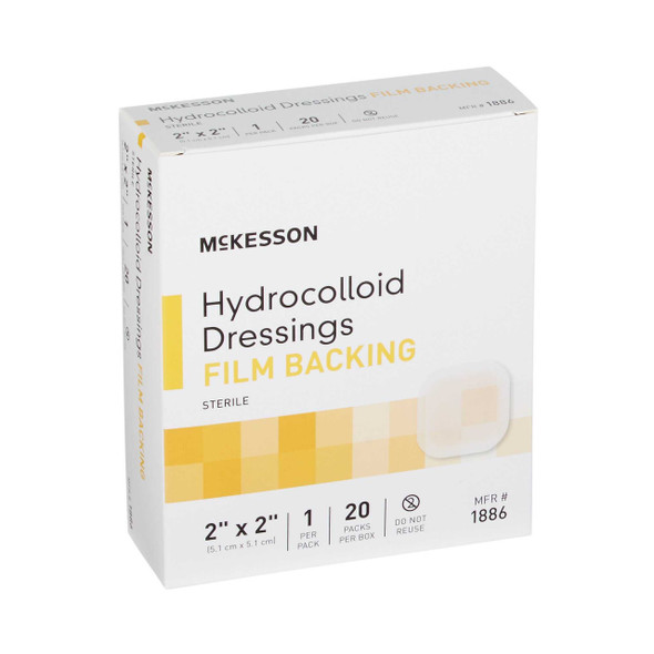 Hydrocolloid Dressing McKesson 2 X 2 Inch Square Sterile 1886 Box/20 1886 MCK BRAND 882991_BX