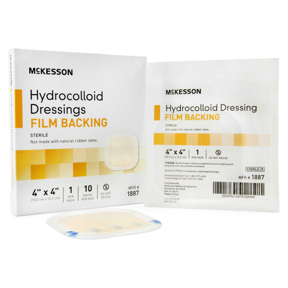 Hydrocolloid Dressing McKesson 4 x 4 Inch Square 1887 Pack of 1 1887 McKesson 882992_EA