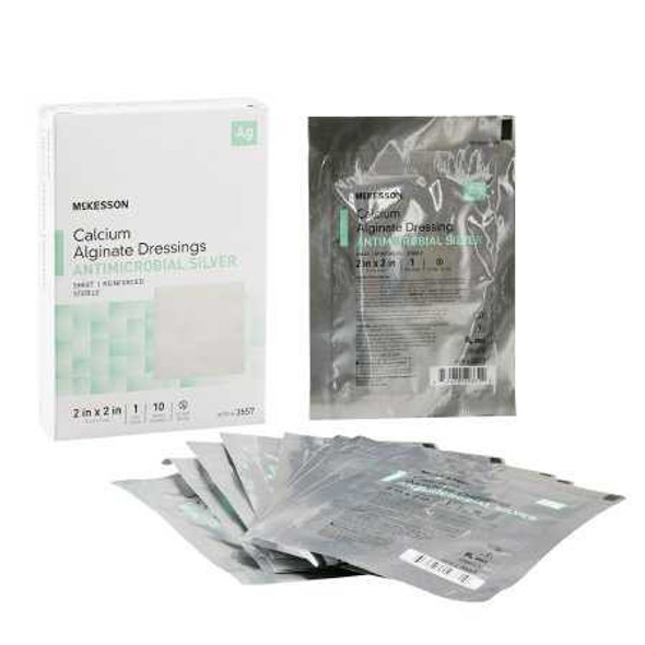 Silver Alginate Dressing McKesson 2 x 2 Inch Square Sterile 3557 Pack of 1 3557 McKesson 941270_EA
