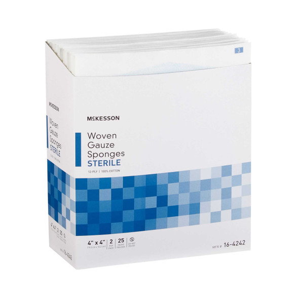 Gauze Sponge McKesson 4 x 4 Inch 2 per Pack Sterile 12-Ply Square 16-4242 Pack of 1 16-4242 McKesson 762703_PK
