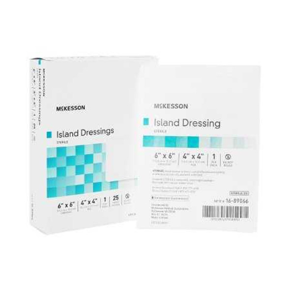 Adhesive Dressing McKesson 6 X 6 Inch Polypropylene / Rayon Square White Sterile 16-89066 Case/100 16-89066 MCK BRAND 491827_CS