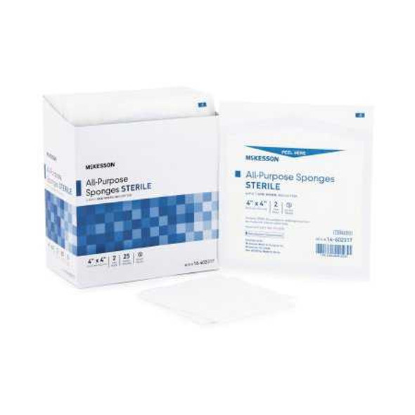 Gauze Sponge McKesson Cotton 4-Ply 4 X 4 Inch Square Sterile 16-602317 Box/50 16-602317 MCK BRAND 481054_BX