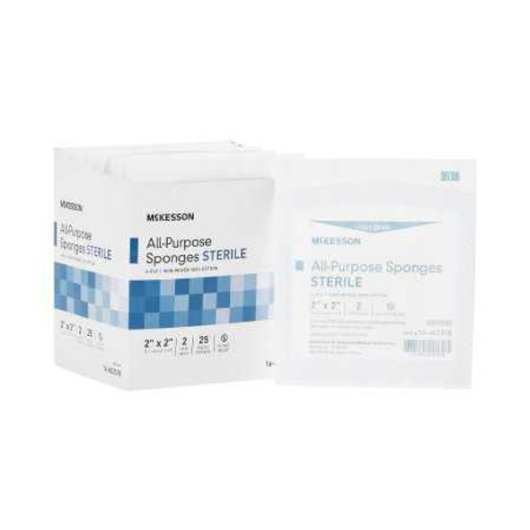 Gauze Sponge McKesson Cotton 4-Ply 2 X 2 Inch Square Sterile 16-602318 Box/50 16-602318 MCK BRAND 481052_BX
