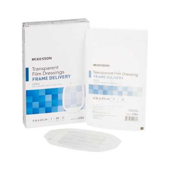 Transparent Film Dressing McKesson Octagon 4 X 4-3/4 Inch Frame Style Delivery Without Label Sterile 4986 Case/200 4986 MCK BRAND 886409_CS