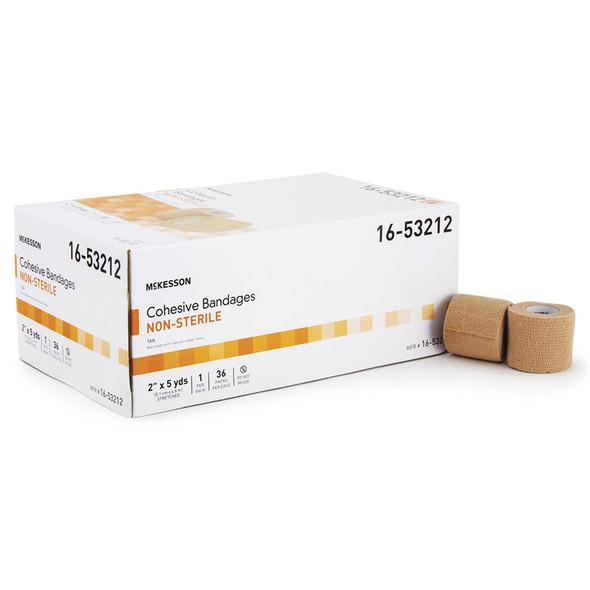 Cohesive Bandage McKesson 2 Inch X 5 Yard Standard Compression Self-adherent Closure Tan NonSterile 16-53212 Each/1 16-53212 MCK BRAND 520551_EA