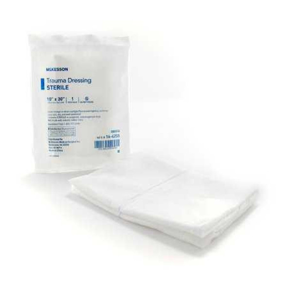 Trauma Dressing McKesson 10 x 30 Inch 1 per Pack Sterile Rectangle 16-4255 Case of 50 16-4255 McKesson 474702_CS