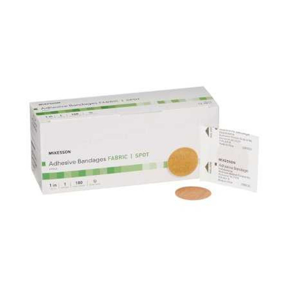 Adhesive Spot Bandage McKesson 1 Inch Fabric Round Tan Sterile 16-4812 Case of 2400 16-4812 McKesson 466870_CS