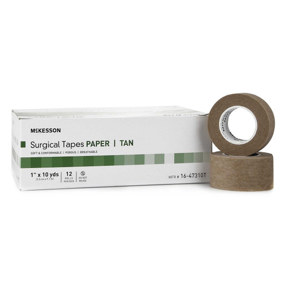 Medical Tape McKesson Paper 1 Inch X 10 Yard NonSterile 16-47310T Box/12 16-47310T MCK BRAND 1055584_BX