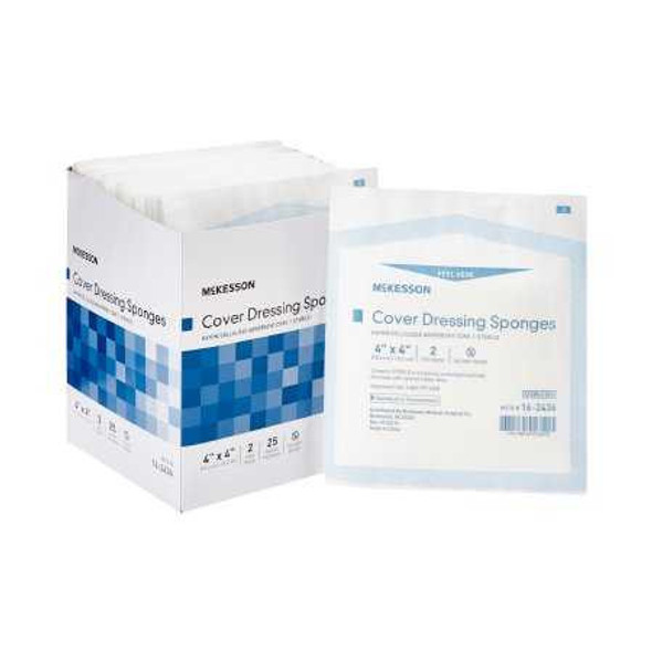 Non-Woven Sponge McKesson NonWoven Facing / Rayon Fill / Cellulose Fill 4 X 4 Inch Square Sterile 16-2436 Case/600 16-2436 MCK BRAND 482272_CS