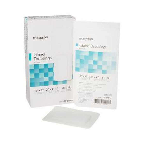 Adhesive Dressing McKesson 4 X 6 Inch Polypropylene / Rayon Rectangle White Sterile 16-89046 Case/100 16-89046 MCK BRAND 488923_CS