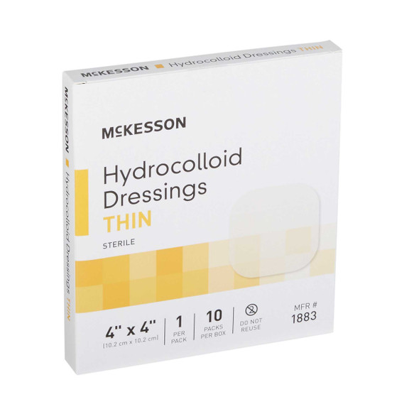 Hydrocolloid Dressing McKesson 4 X 4 Inch Square Sterile 1883 Case/200 1883 MCK BRAND 882982_CS