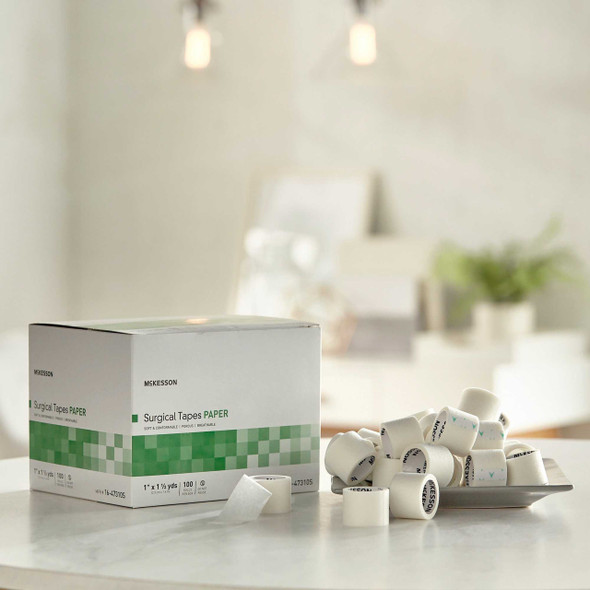 Medical Tape McKesson Paper 1 Inch X 1.5 Yard NonSterile 16-47310S Case/800 16-47310S MCK BRAND 1055583_CS