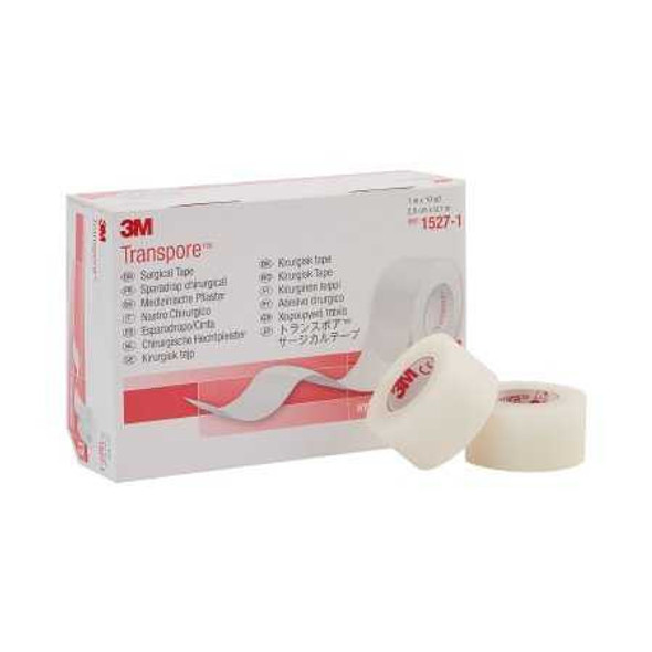 Medical Tape 3M Transpore Water Resistant Plastic 1 Inch X 10 Yard NonSterile 1527-1 Box/12 1527-1 3M 5762_BX