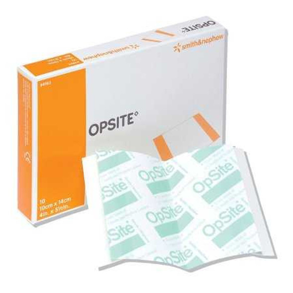Transparent Film Dressing OpSite Rectangle 5-1/2 X 4 Inch 2 Tab Delivery Without Label Sterile 4963 Box/10 4963 UNITED / SMITH & NEPHEW 153412_BX