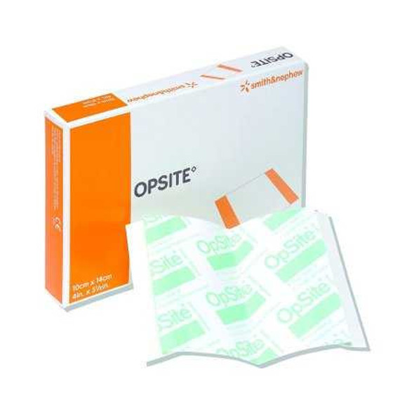 Transparent Film Dressing OpSite 4 x 5-1/2 Inch 2 Tab Delivery Rectangle Sterile 4975 Box of 50 4975 OpSite 151196_BX