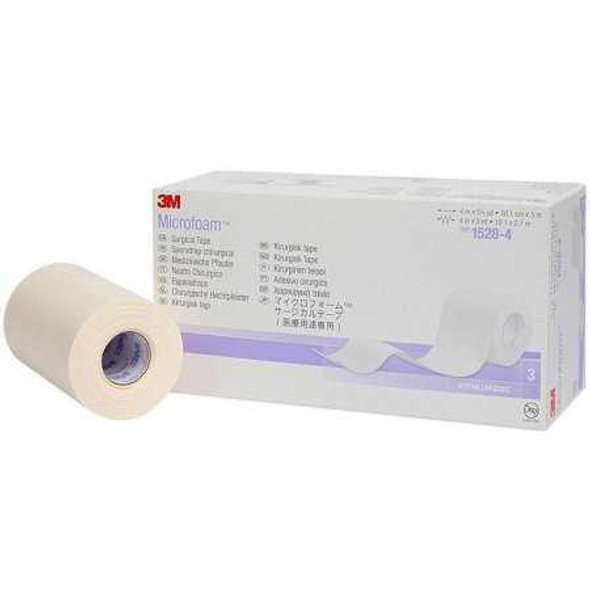 Medical Tape 3M Microfoam Water Resistant Foam / Acrylic Adhesive 4 Inch X 5-1/2 Yard NonSterile 1528-4 Box/3 1528-4 3M 5960_BX
