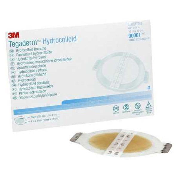 Hydrocolloid Dressing Tegaderm 4 X 4-3/4 Inch Oval Sterile 90001 Each/1 90001 3M 173856_EA