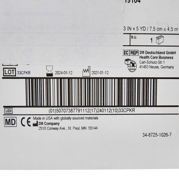 Cohesive Bandage 3M Coban LF 3 Inch X 5 Yard Standard Compression Self-adherent Closure Tan NonSterile 2083 Case/24 2083 3M 388424_CS