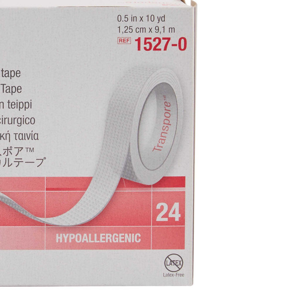 Medical Tape 3M Transpore Water Resistant Plastic 1/2 Inch X 10 Yard NonSterile 1527-0 Case/240 1527-0 3M 5761_CS