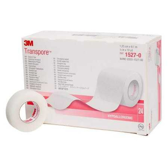 Medical Tape 3M Transpore Water Resistant Plastic 1/2 Inch X 10 Yard NonSterile 1527-0 Case/240 1527-0 3M 5761_CS