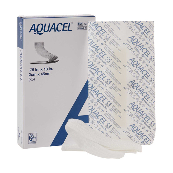 Hydrofiber Dressing Aquacel Hydrofiber NaCMC 0.75 X 18 Inch 403770 Box/5 403770 CONVA TEC 689147_BX