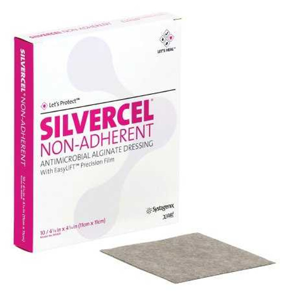 Alginate Dressing Silvercel Silver Alginate 4-1/4 X 4-1/4 Inch 900404 Box/10 900404 SYSTAGENIX WOUND MANAGEMENT 713618_BX