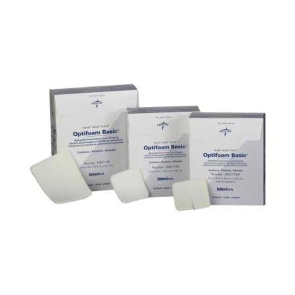 Foam Dressing Optifoam Basic 3 X 3 Inch Fenestrated Square Non-Adhesive without Border Sterile MSC1133F Box/10 MSC1133F MEDLINE 736837_BX