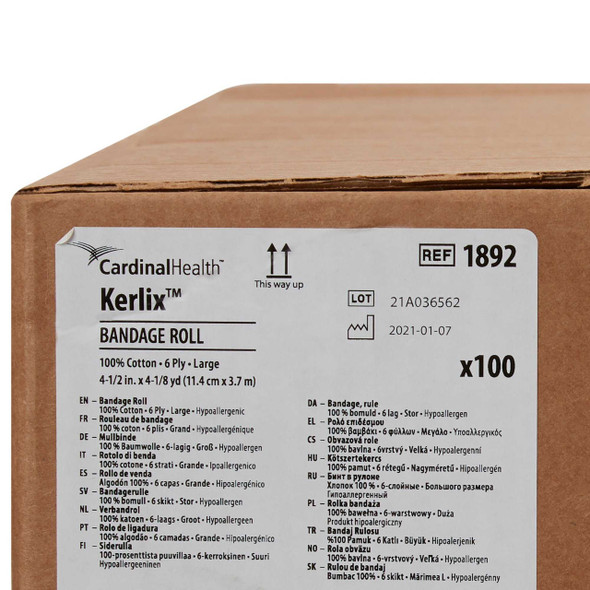 Bandage Roll Kerlix Gauze 6-Ply 4-1/2 Inch X 4-1/10 Yard Roll NonSterile 1892 RL/1 1892 KENDALL HEALTHCARE PROD INC. 684050_EA