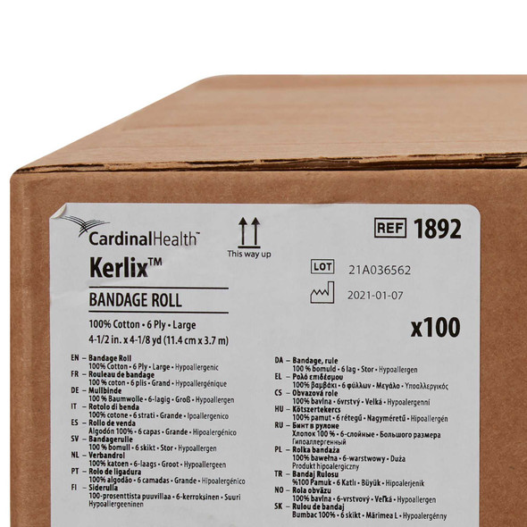 Bandage Roll Kerlix Gauze 6-Ply 4-1/2 Inch X 4-1/10 Yard Roll NonSterile 1892 Case/100 1892 KENDALL HEALTHCARE PROD INC. 684050_CS